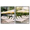 Stupell Industries Chaise Lounges with Umbrellas 2 pc Framed Giclee Wall Art Set Design by Justine Milton